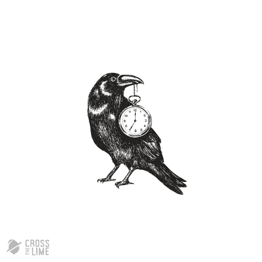 Vintage raven time logo