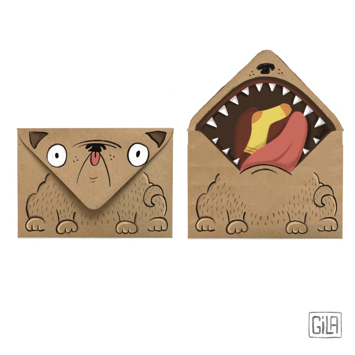Funky envelopes - pug
